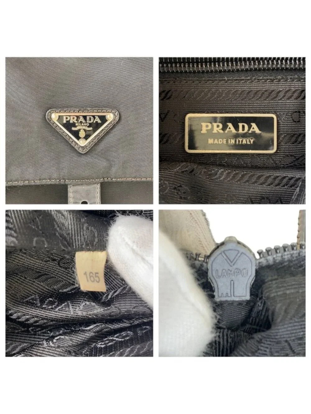 Prada Tessuto Black Silver Nylon Shoulder Bag Pochette